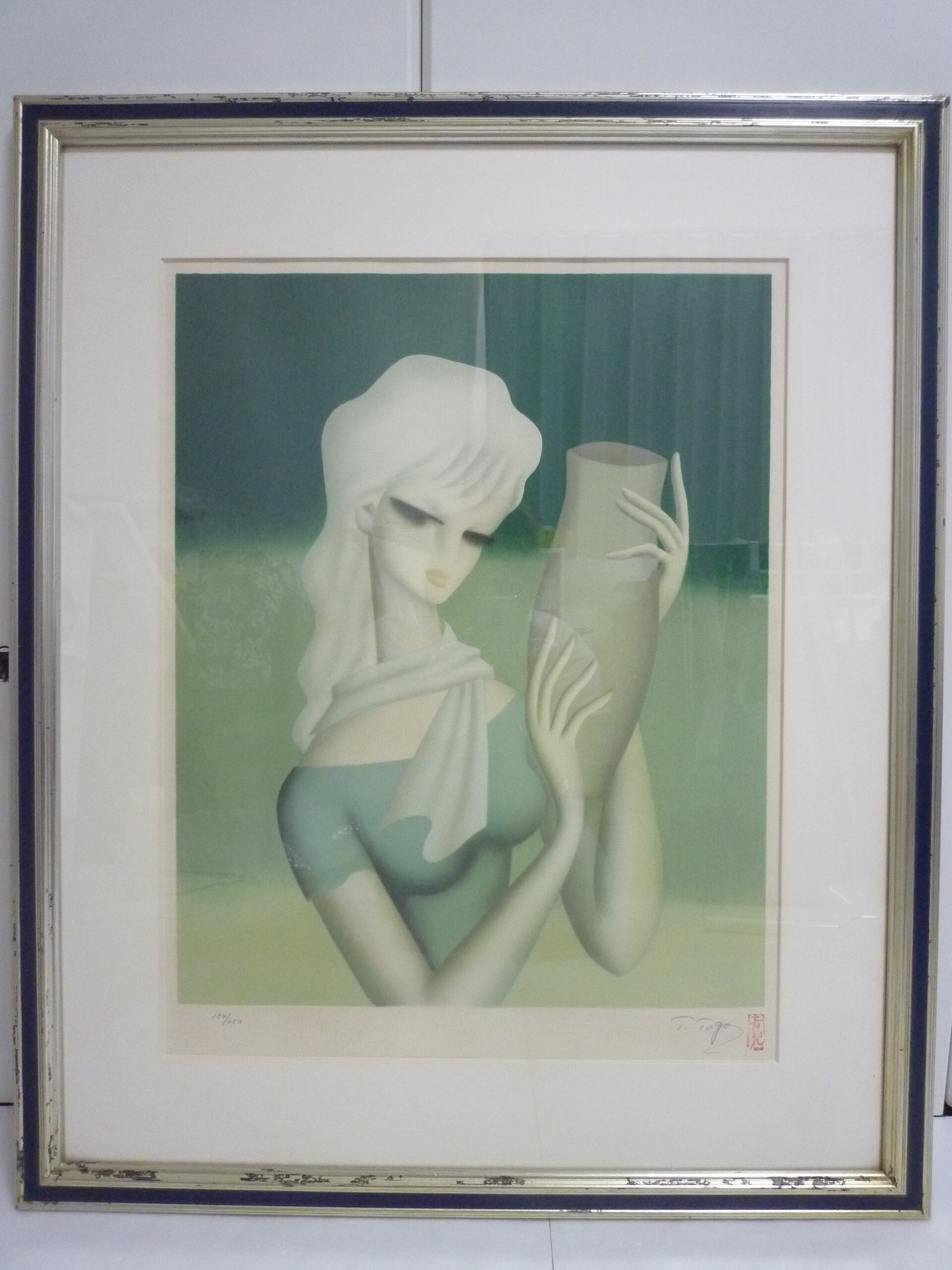 【絵画】洋画家 東郷青児作「赤い壺」シルクスクリーン エディション・額装付  買取/ 野々市市御経塚 買取専門 金沢買取プラザ